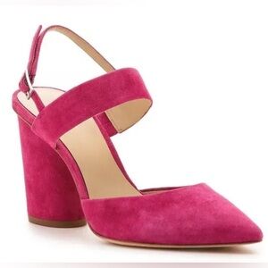 NWT Botkier Halle Suede pink azalea slingback block heel 5